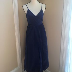 Lulu’s Royal Blue Pleated Wrap Midi Dress